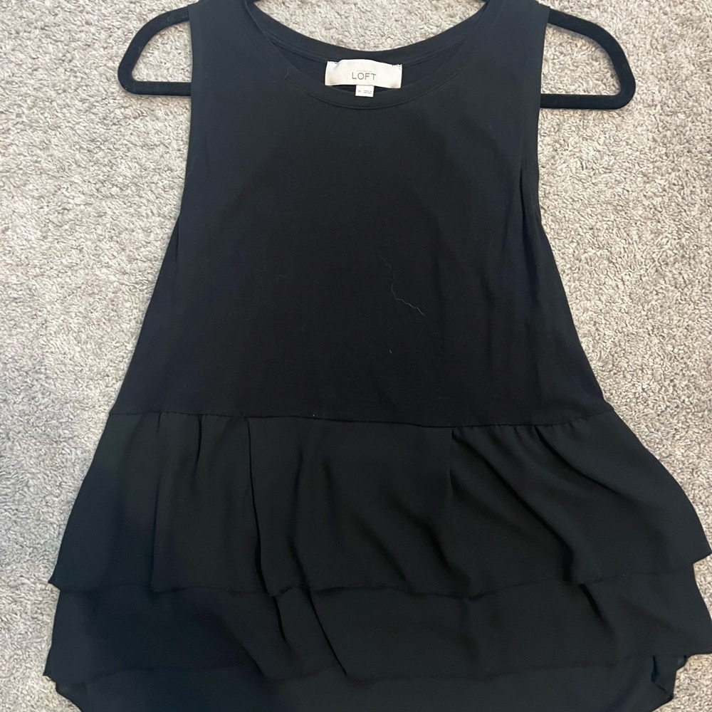 LOFT Black Sleeveless Tiered Tank Top
